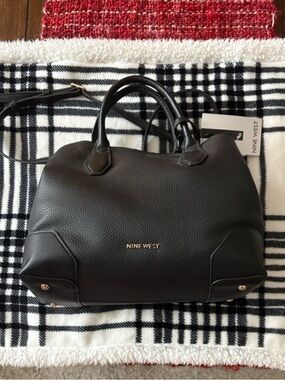 NWT Nine West Black Brooklyn Satchel Bag